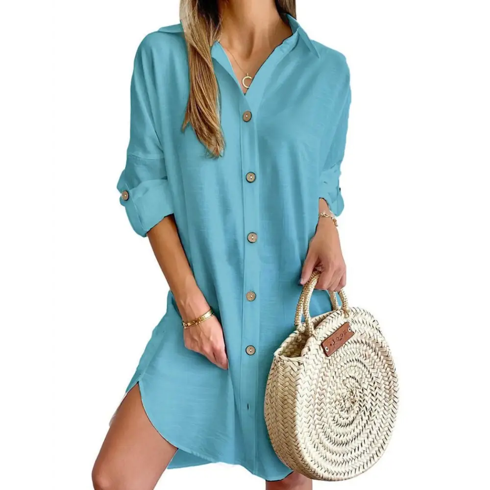 Women's Button-Front Dress – Beatriz – Teal