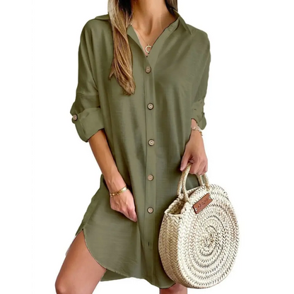 Women's Button-Front Dress – Beatriz – Army Green