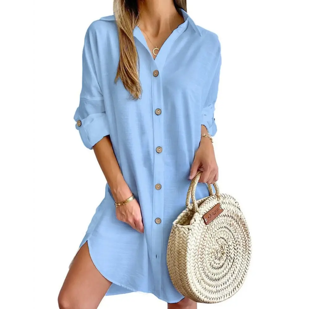 Women's Button-Front Dress – Beatriz – Light Blue