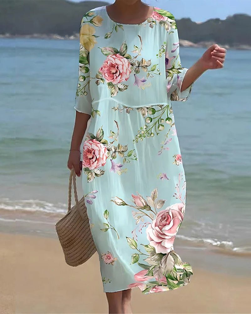 Printed Dress – Danielle – Blue Floral