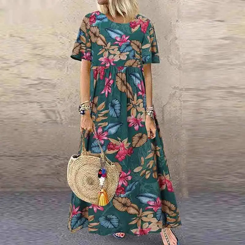 Women's Printed Dress – Jussara – Dark Green
