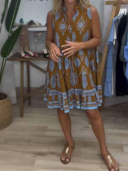 Women's Printed Midi V-Neck Dress – Hollis