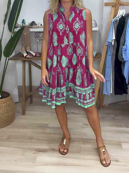 Women's Printed Midi V-Neck Dress – Hollis – Rose