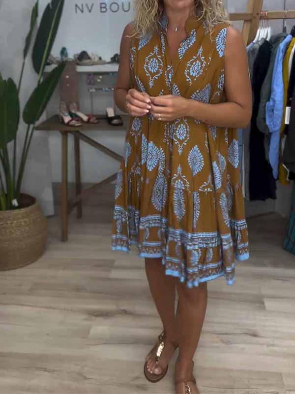 Women's Printed Midi V-Neck Dress – Hollis – view 2