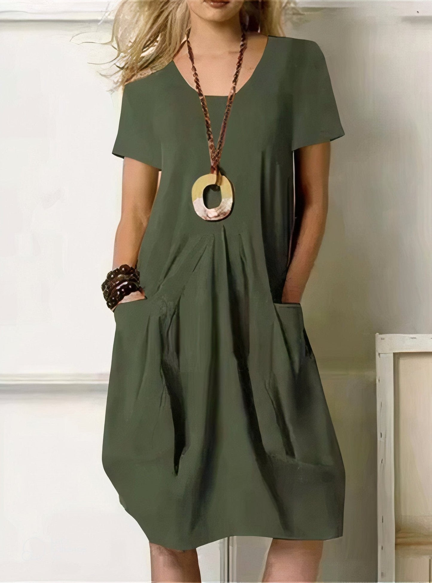Women's Crewneck Dress – Tati – Green