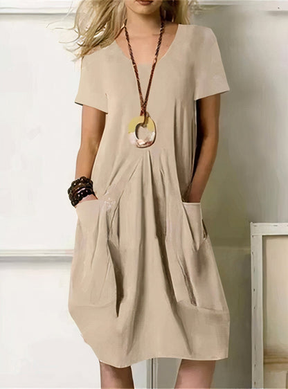 Women's Crewneck Dress – Tati – Beige