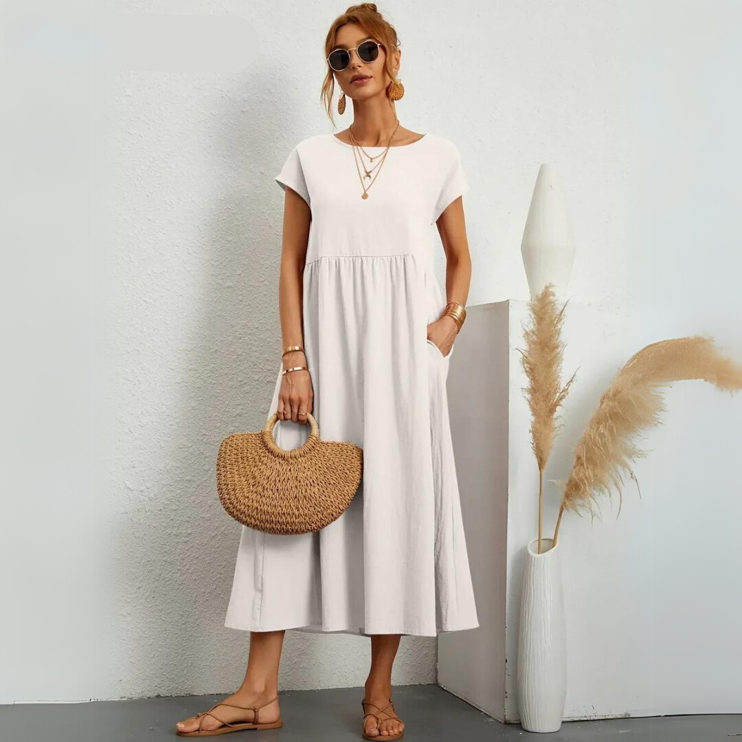 Women's Solid Dress – Lorraine – White