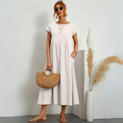 Women's Solid Dress – Lorraine – White
