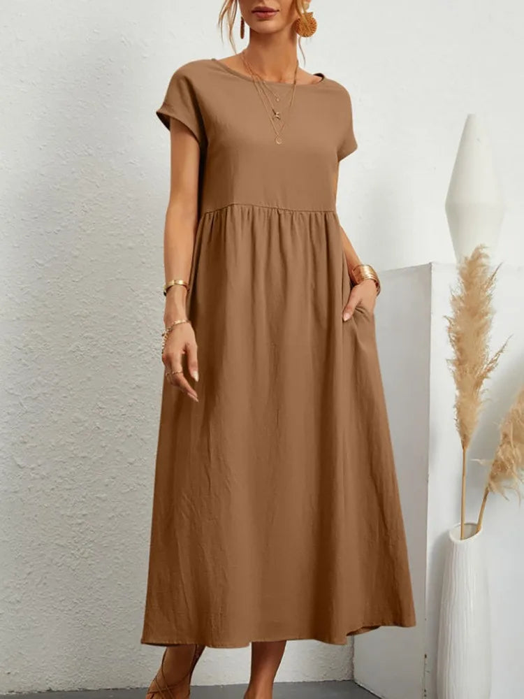 Women's Solid Dress – Lorraine – Khaki