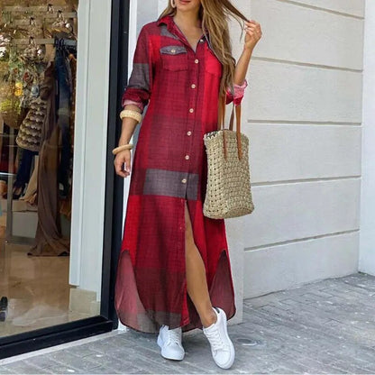 Women's Long-Sleeve Dress – Alexia – Red