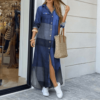 Women's Long-Sleeve Dress – Alexia – Blue