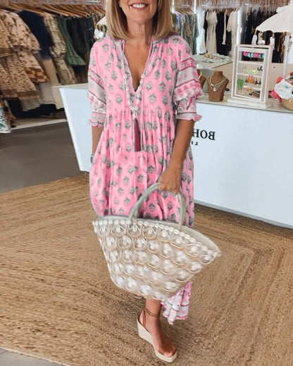 Women's Elbow-Sleeve Dress – Karla – Pink