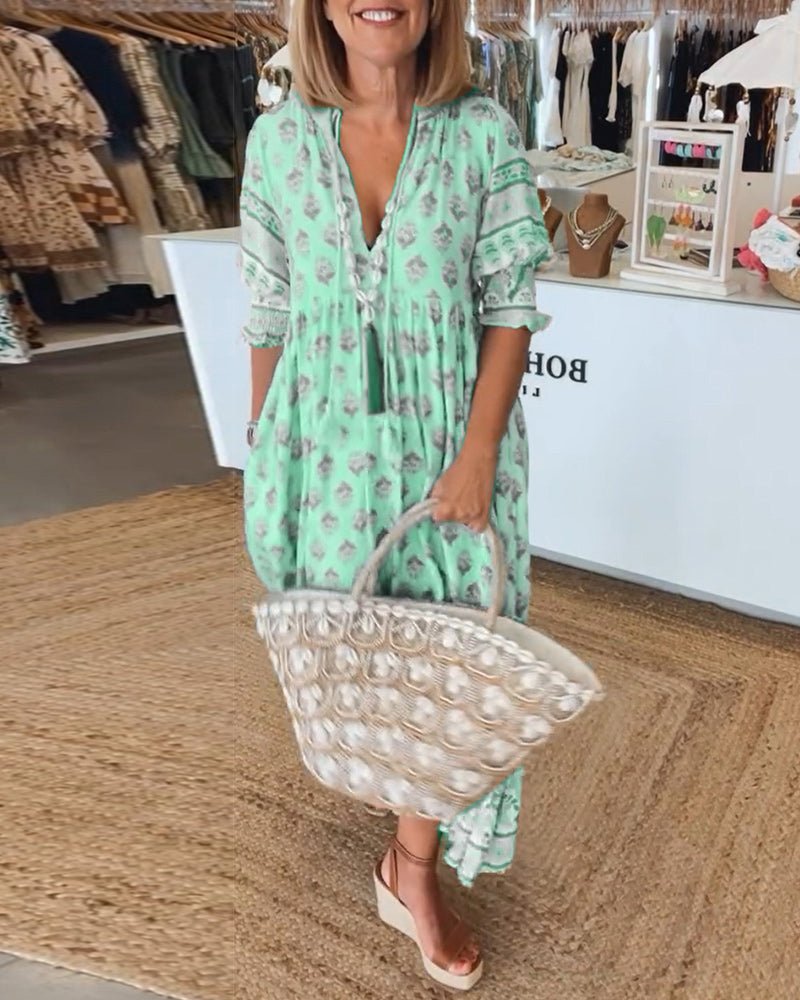 Women's Elbow-Sleeve Dress – Karla – Green