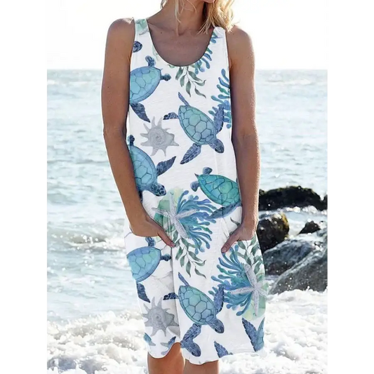 Women's Printed Midi Dress – Tullia – Tortoise Print