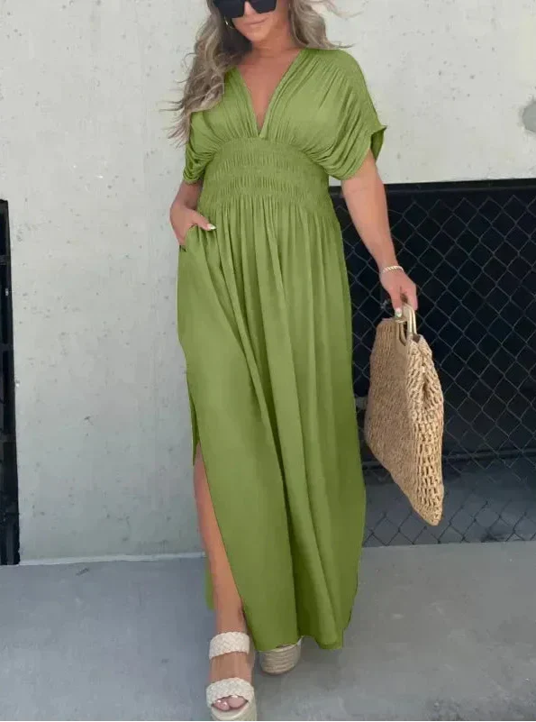 Women's Relaxed Maxi Dress – Maude – Army Green