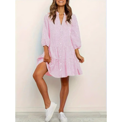 Women's Plaid Dress – Solene – Pink