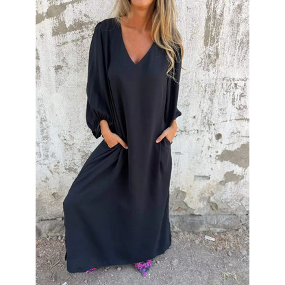Long V-Neck Dress – Bellamy – Black