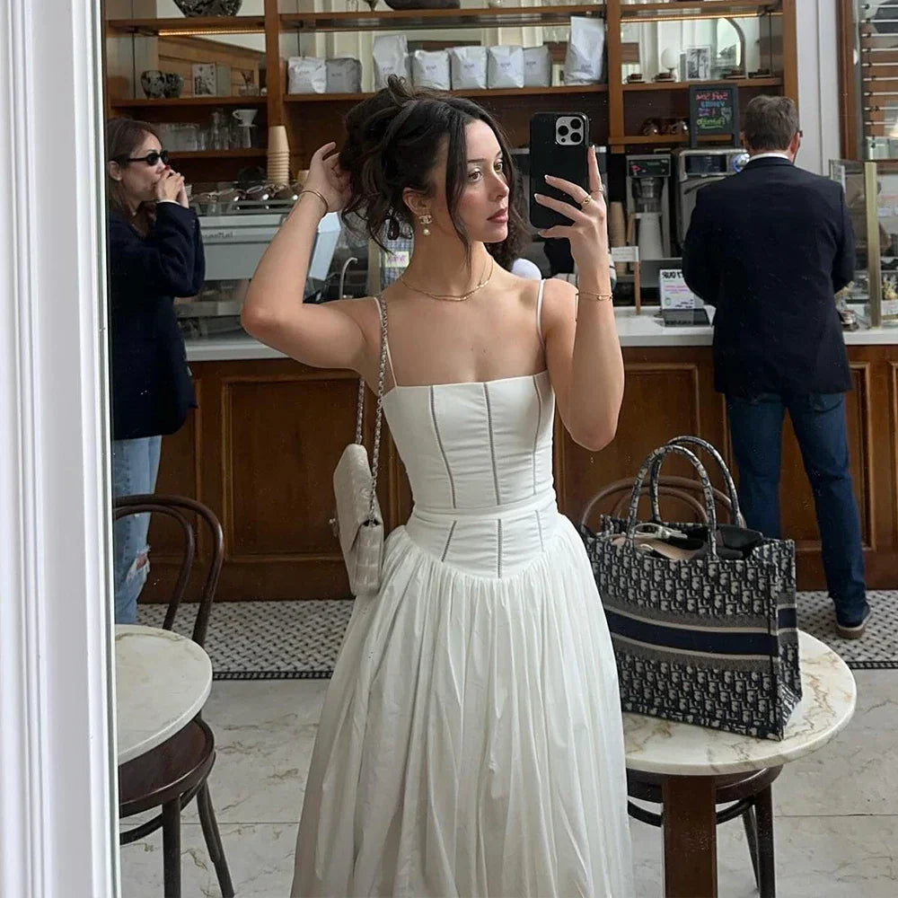Long Corset Dress with Spaghetti Straps – Rosetta – view 3