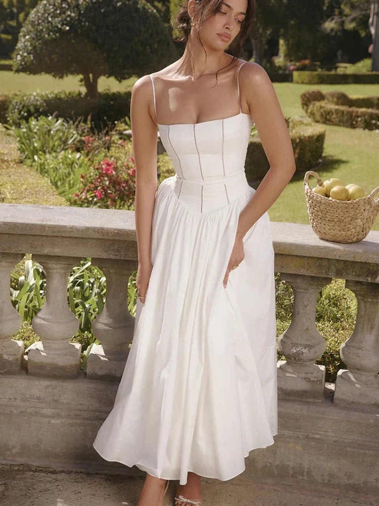 Long Corset Dress with Spaghetti Straps – Rosetta