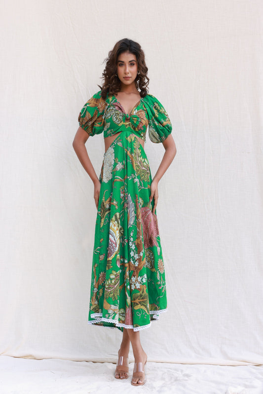 Long Floral Summer Dress with Puff Sleeves – Tilda