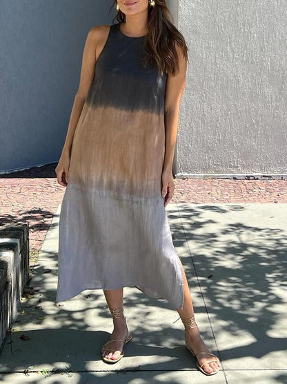 Women's Long Ombré Tie-Dye Dress with Slit – Lark