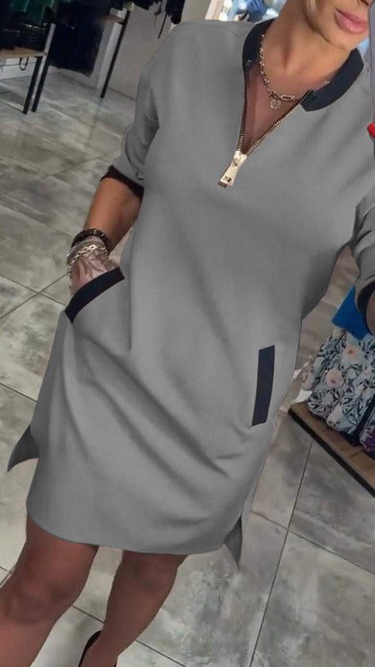 Women's Elbow-Sleeve Midi Dress – Rhiannon – Gray