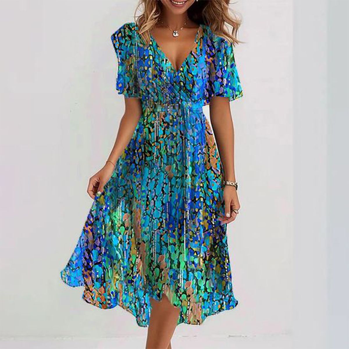 Women's Airy Blue Midi Dress – Safira
