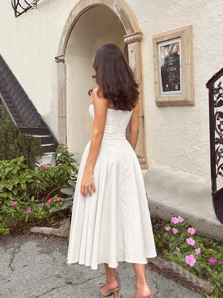 Women's Corset Midi Dress with Straps – Nia – view 5