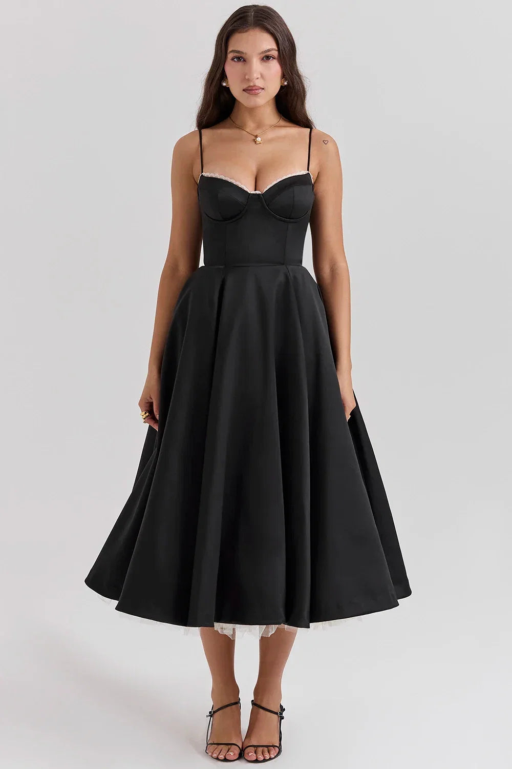 Women's Corset Midi Dress – Drew – Black