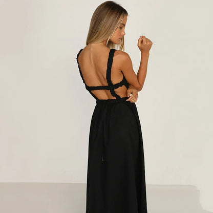 Women's Backless Midi Tank Dress – Ruby – view 3