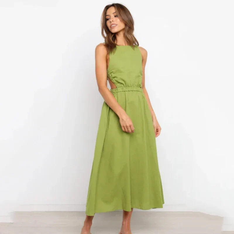 Women's Backless Midi Tank Dress – Ruby – Green