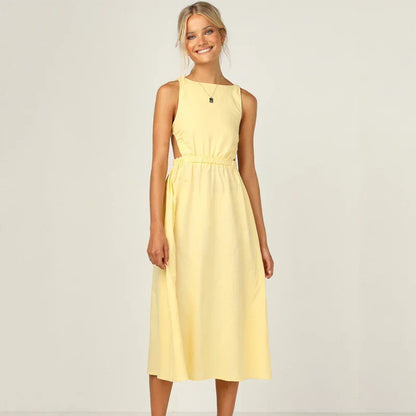 Women's Backless Midi Tank Dress – Ruby – Yellow