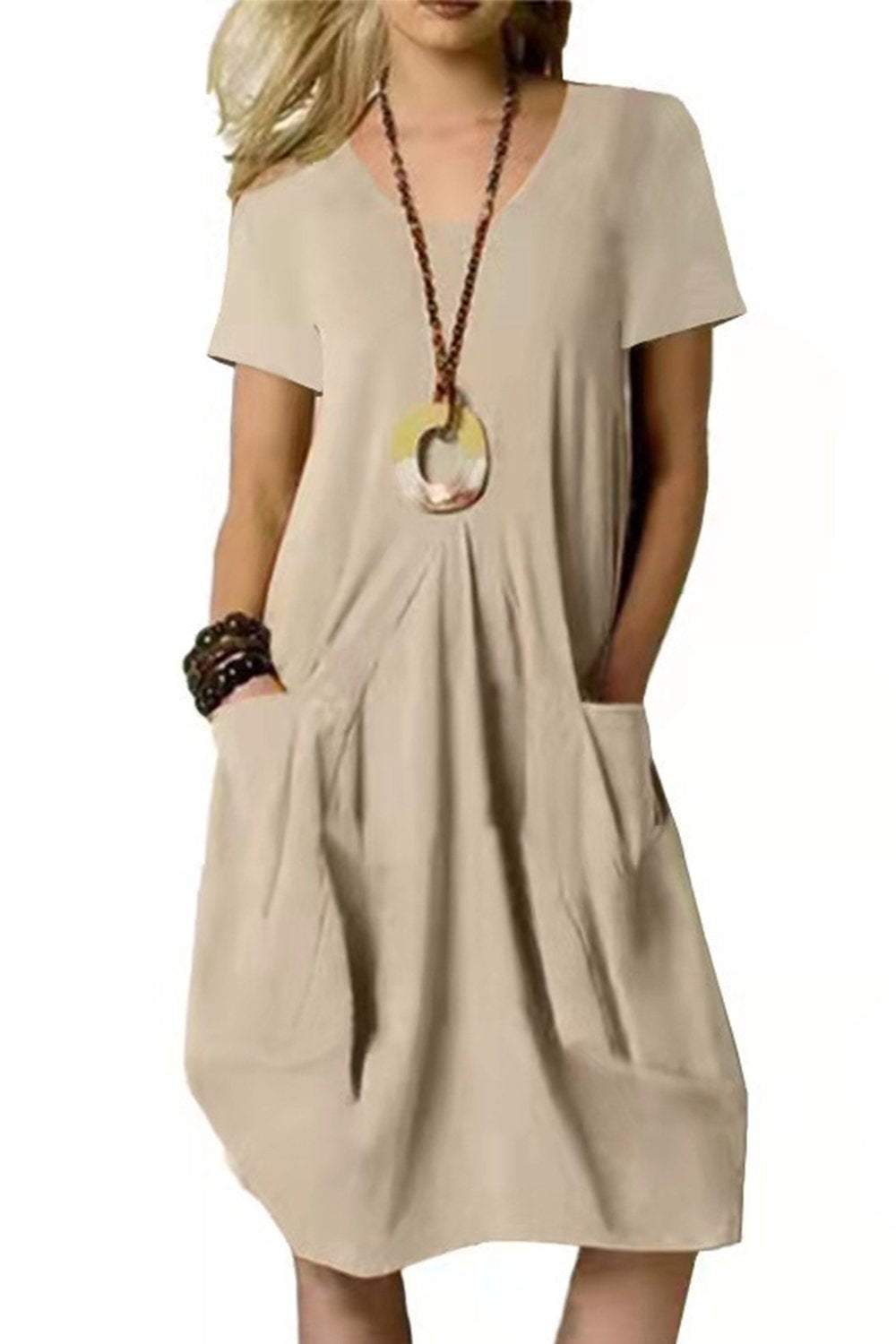 Women's Relaxed Short-Sleeve Linen Dress – Gabriela