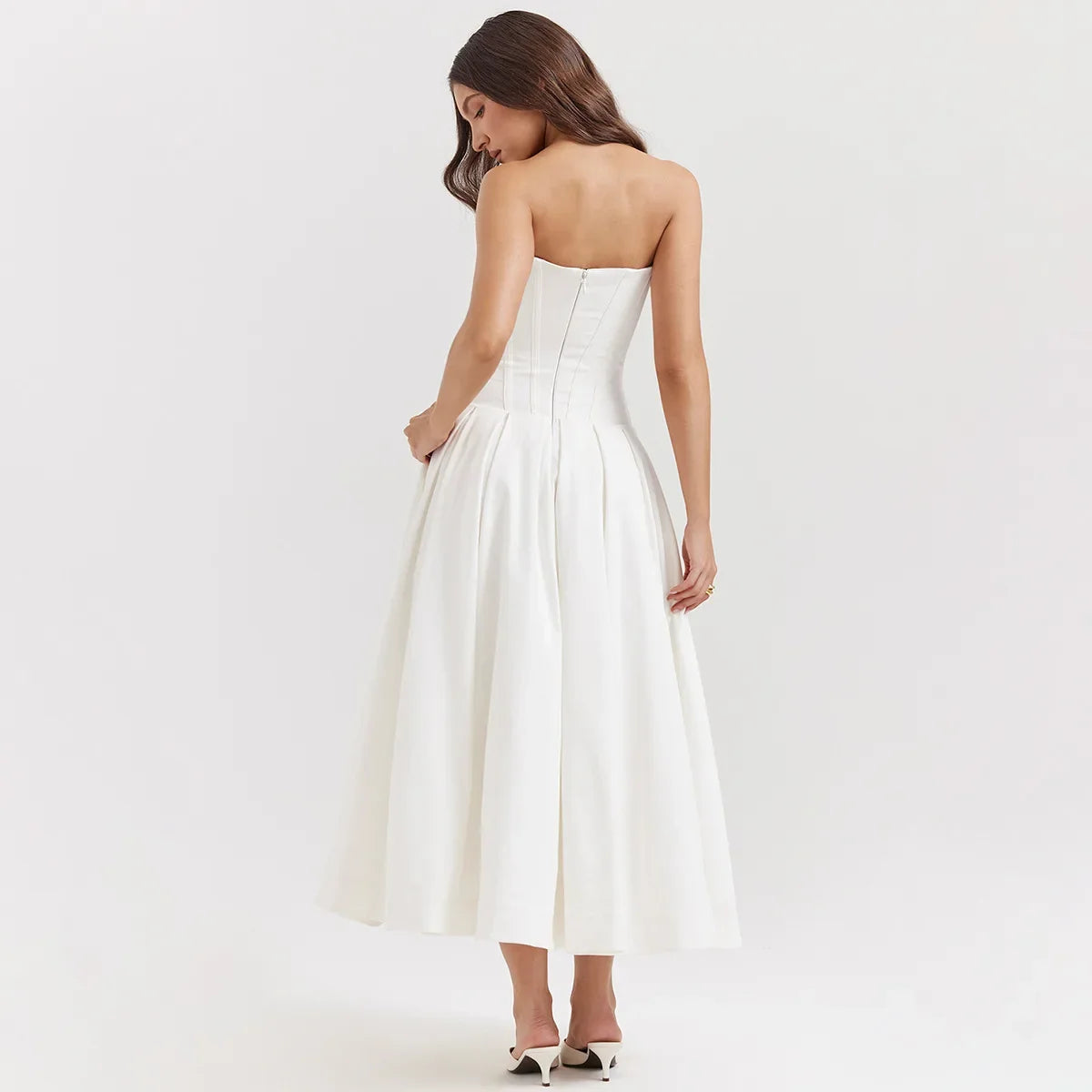 Women's Strapless V-Neck Dress – Ines – view 3